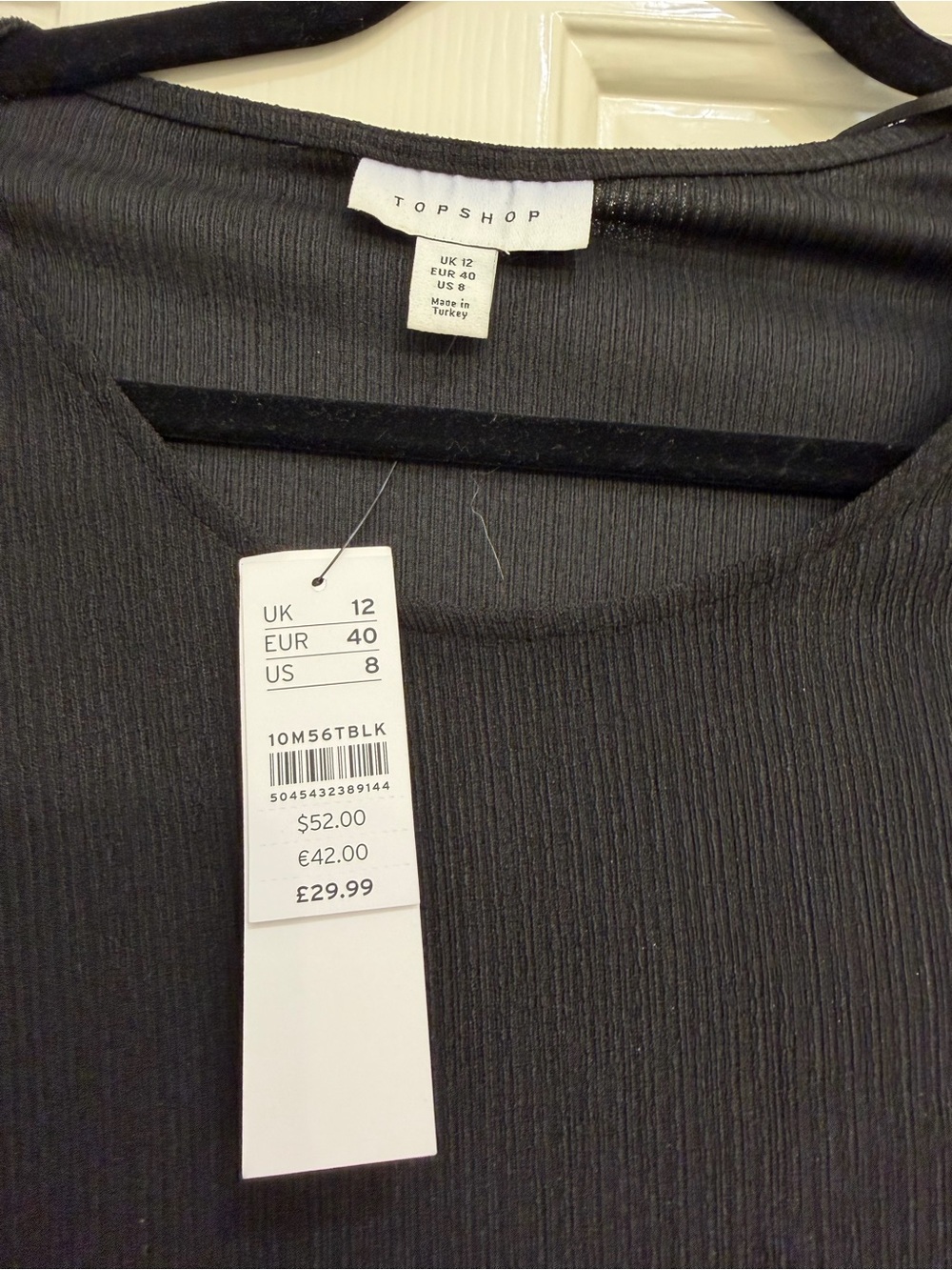Topshop Black Ribbed Scoop Neck Top